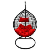 Fotoliu suspendat oval cadru otel 95x63.5x197 cm perne rosii incluse